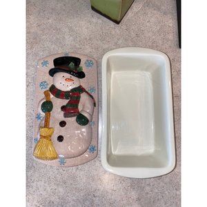 Vintage New Debco Loaf Pan with SnowMan Lid